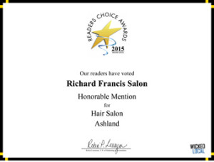 Richard Francis Salon - 2015 Honorable Mention Readers Choice Award for Ashland Hair Salon