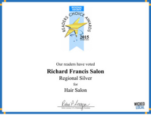 Richard Francis Salon - 2015 Regional Silver Readers Choice Award for Hair Salon